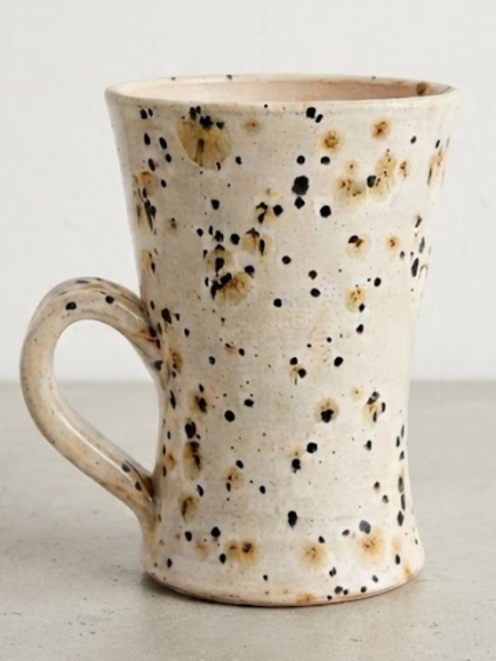 Signed Studio Pottery Speckled Stoneware Mug Handmade Artisan Coffee Cup 5"